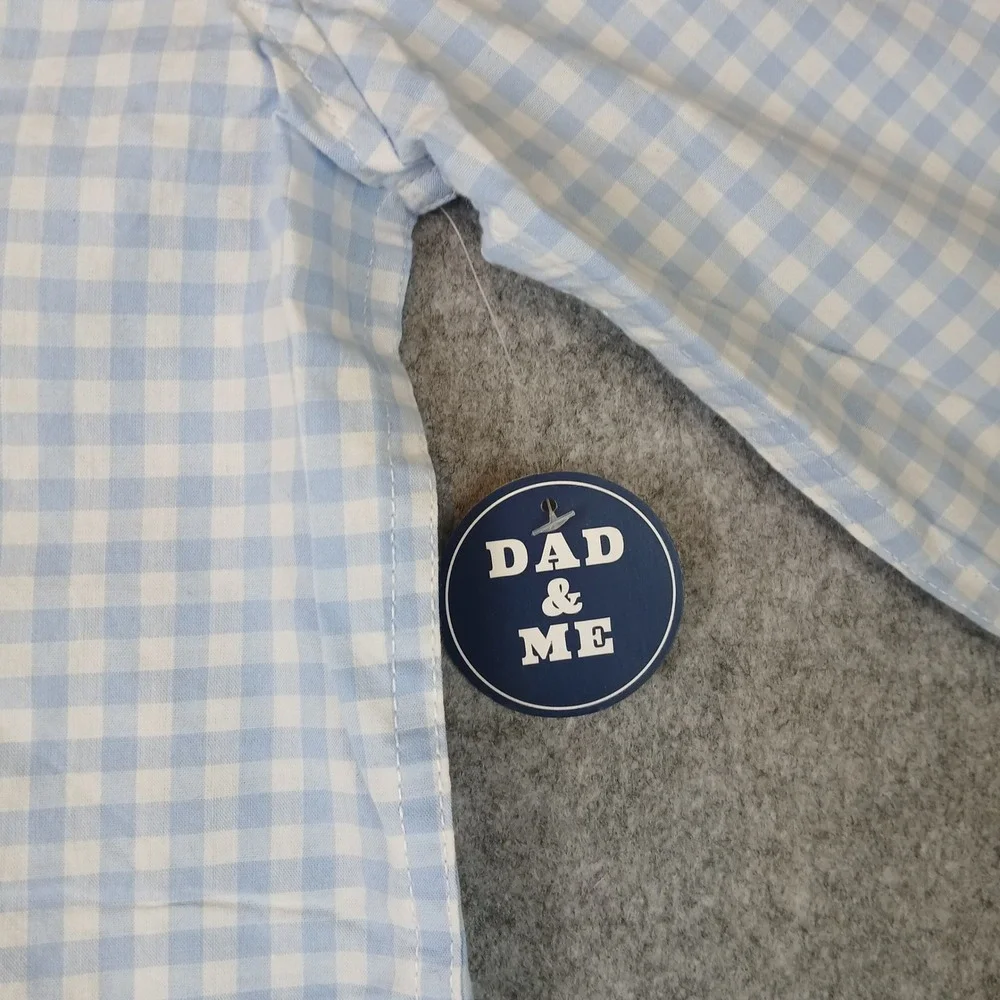 The Children's Place Button Down Boys XXL 16 Blue Gingham Dad & Me Shirt 3036673